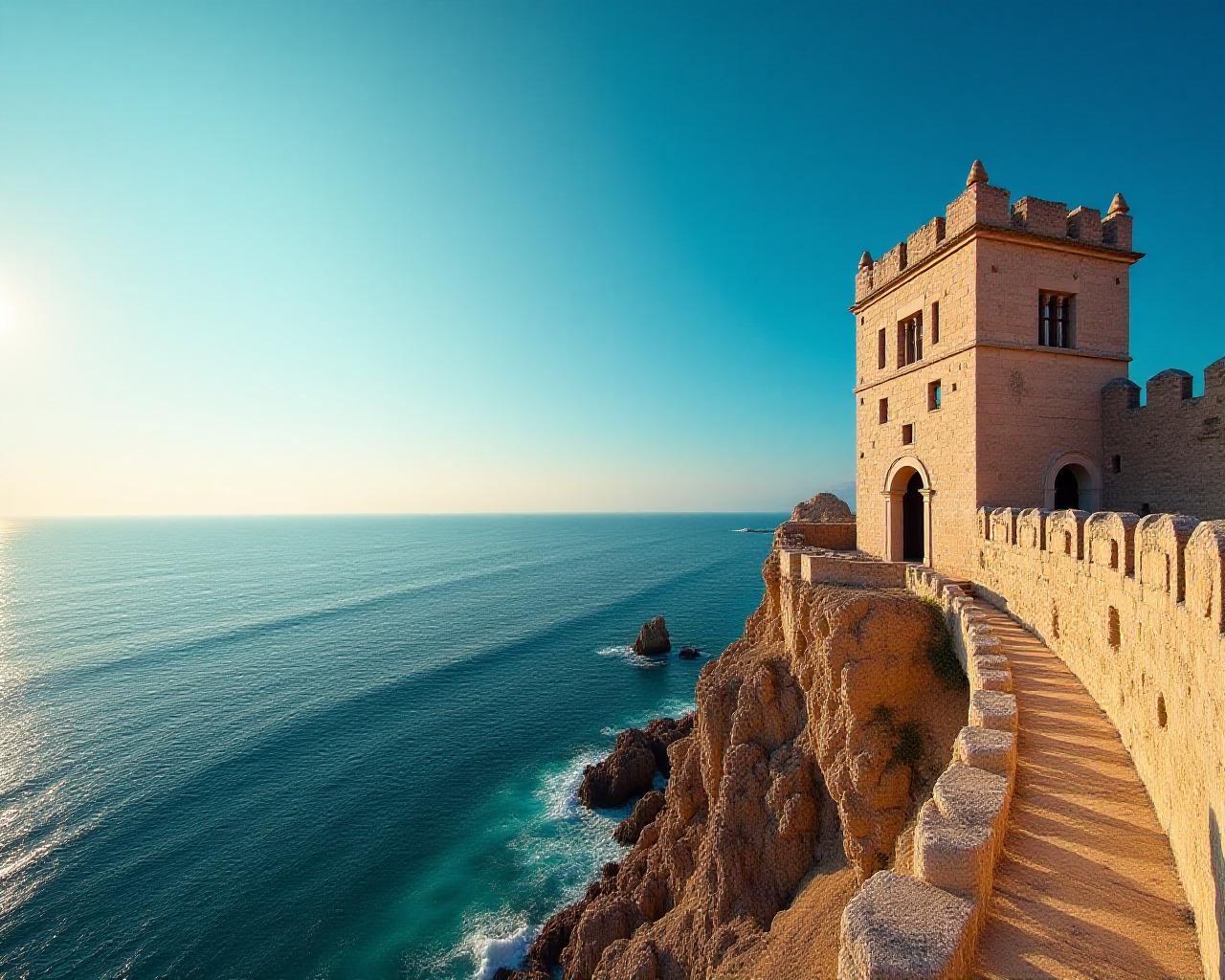 Veduta aerea di una torre costiera storica italiana